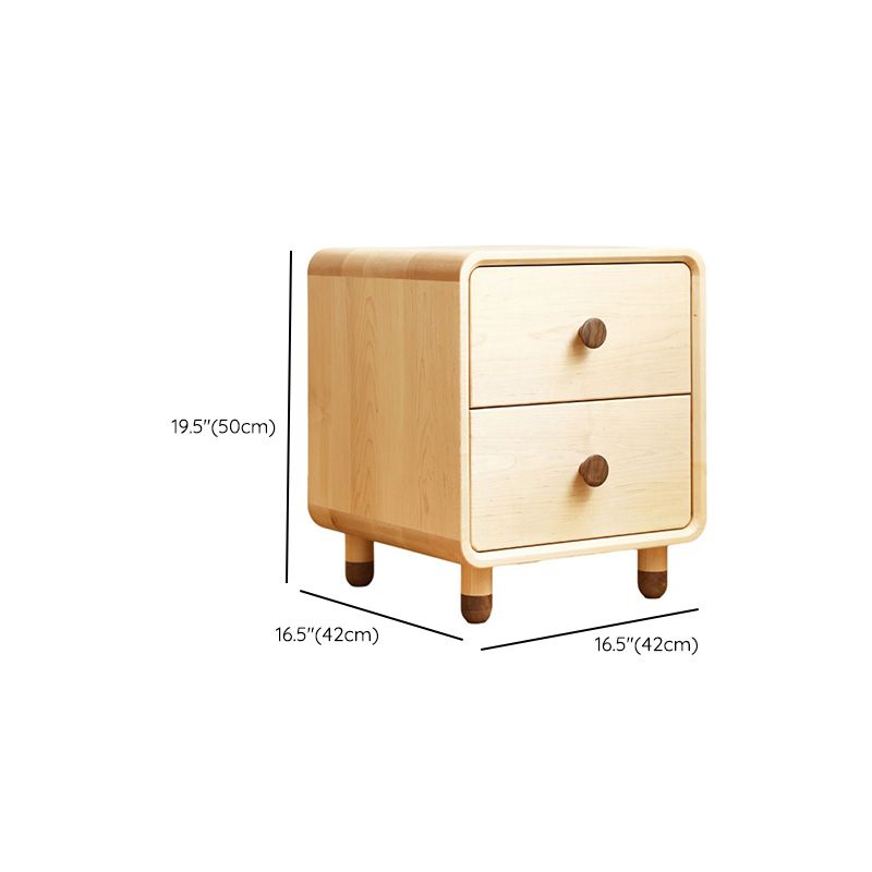 Solid Wood Kids Bedside Table Modern Minimalist End Table for Nursery with Drawers