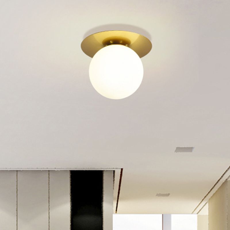 Sphere Semi Flush Chandelier Contemporary Frosted Glass Ceiling Mount Light Fixture for Hallway