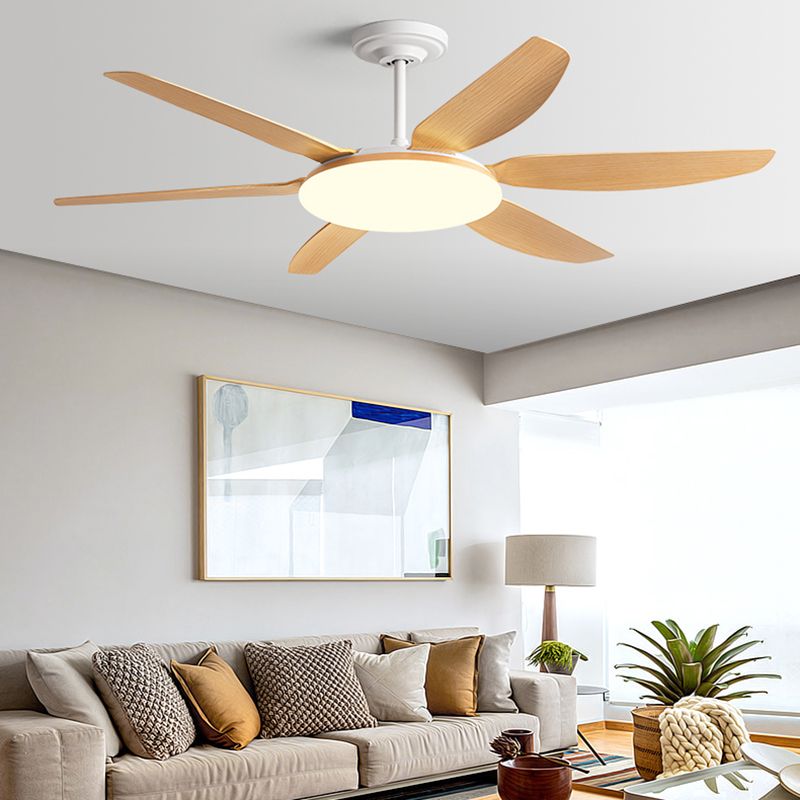 LED Minimalist Ceiling Fan 6 - Blades Fan Lighting Fixture in White Finish