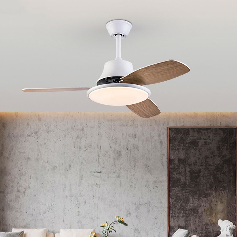 Nordic Style Ceiling Fan Lamp LED Ceiling Fan Light with Wooden Fan Blade for Bedroom