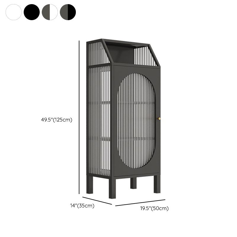 Industrial Curio Cabinet Metal Glass Doors Display Cabinet with 1 Door for Living Room