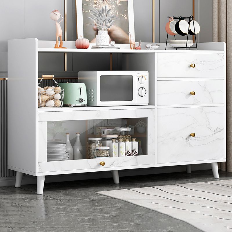 Modern Solid Wood Sideboard Table 1-Drawer Sideboard in Gray