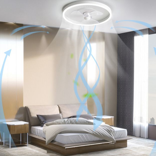 Modernism 2-Light White Ceiling Fan Lamp LED Metallic Ceiling Fan Light