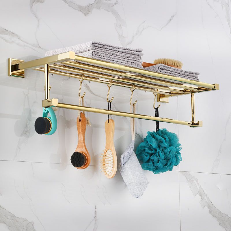 Gold Modern Bathroom Set, Polished Gold, 4 Piece, Towel Bar, Paper Holder