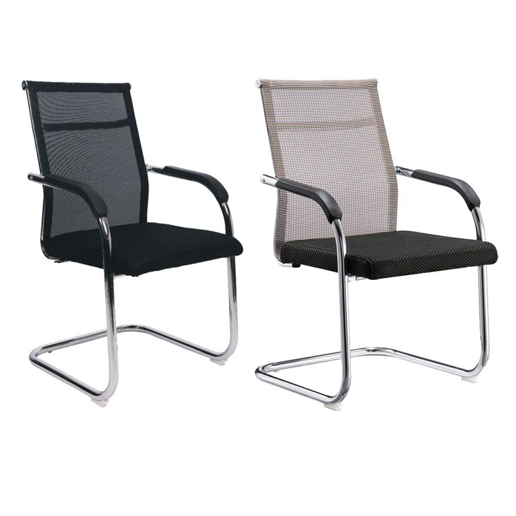 Modern Arms Included Chair Mid-Back Metal Base Chair in Black/Brown