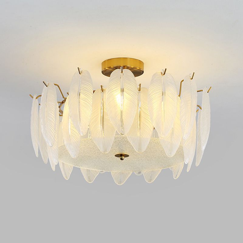 Modern Glass Ceiling Lighting Fixture Minimalist Flush Mount Light Fixture for Bedroom