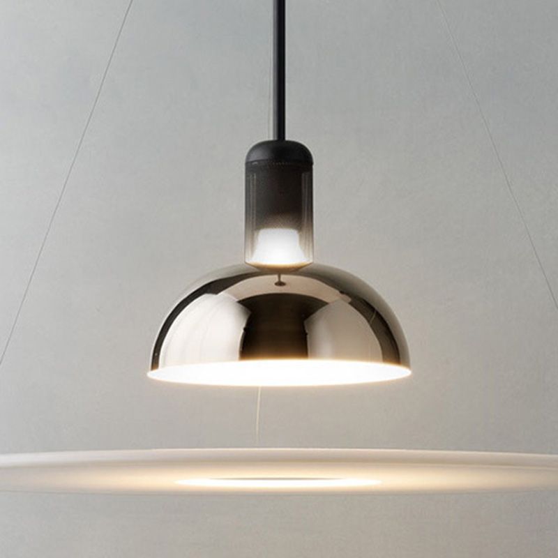 Metal Circle Hanging Pendant Light Modern Style Silver Down Lighting Pendant for Dinning Room