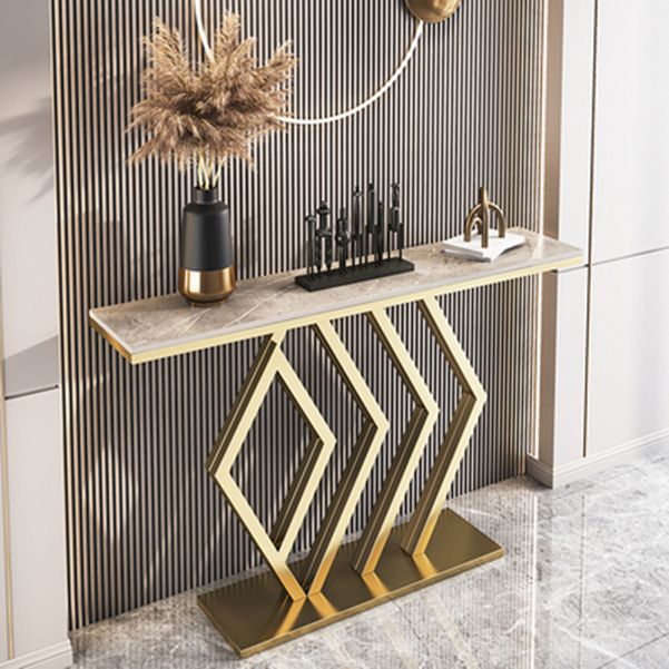 Glam Slate Console Table 31.49" High Metal Frame Rectangle Accent Table