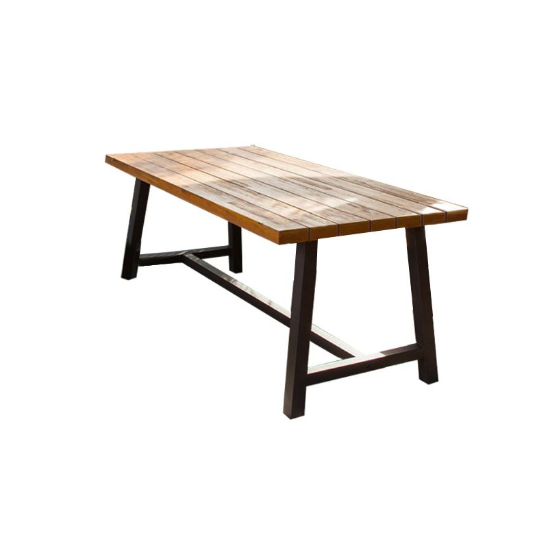 Industrial Rectangle Dining Table 29.52" High Brown Solid Wood Table
