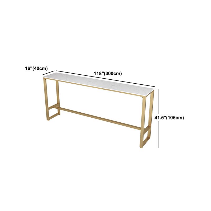 Rectangle Stone Bar Dining Table Modern Bar Table with Trestle Base