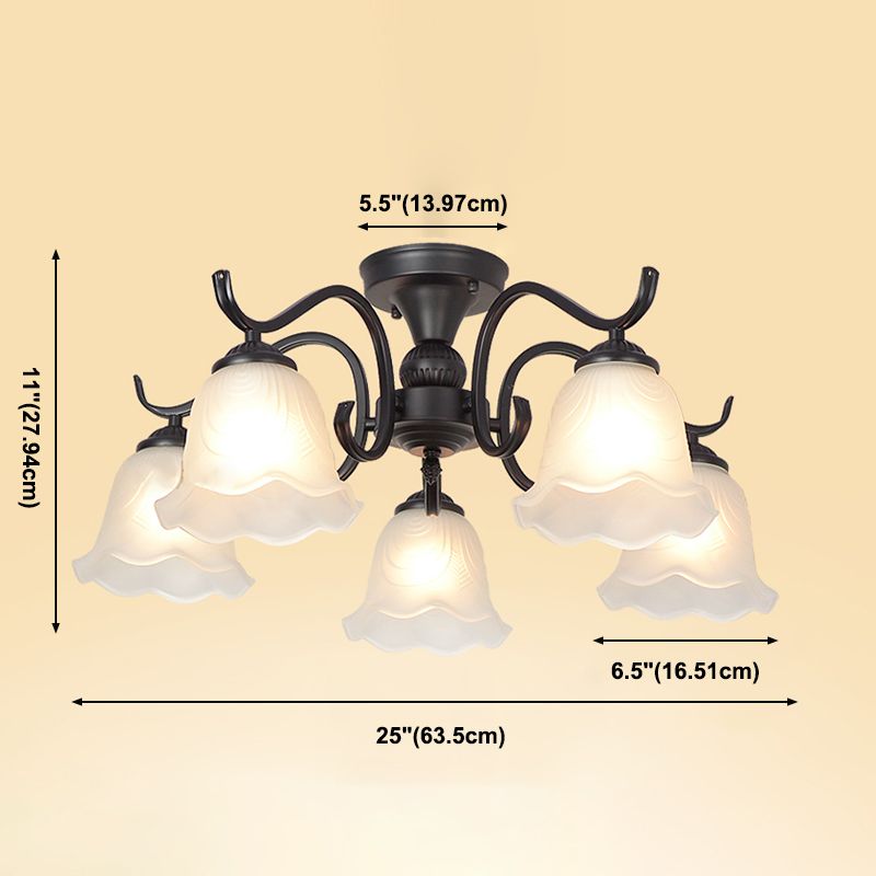 Traditional Flush Mount Light Simple Ceiling Lamp with Glass Shade for Living Room