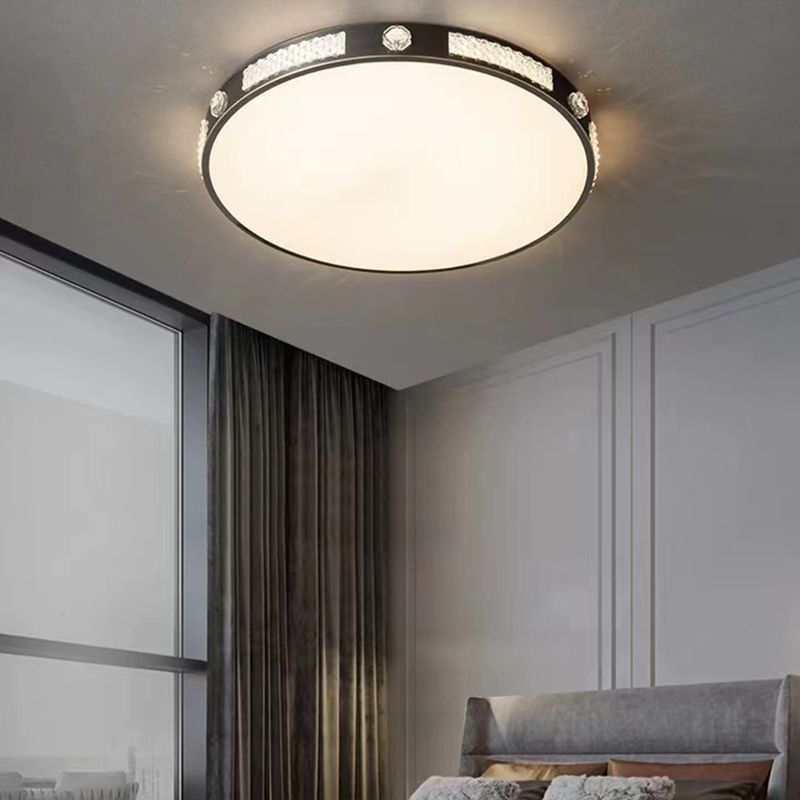 1-Light Round Flush Mount Ceiling Light Modern Metal Flush Mount Lighting