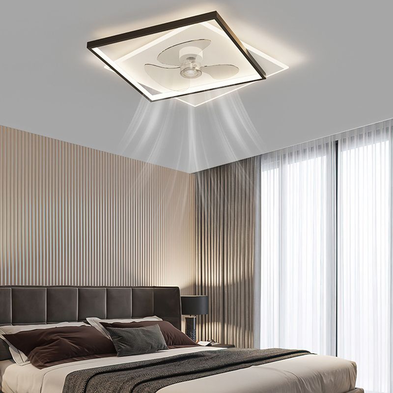 Golden/Black Contemporary Ceiling Fan Lamp LED Ceiling Fan Light for Bedroom