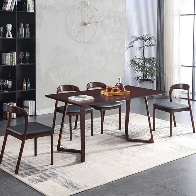 Modern Kitchen Leather Square Dining Chair Open Back Dining Side Chair