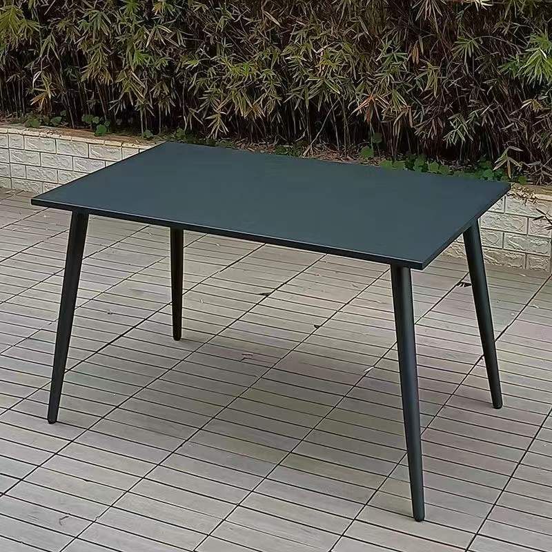 Black Metal Dining Table with UV Resistant Contemporary Patio Table