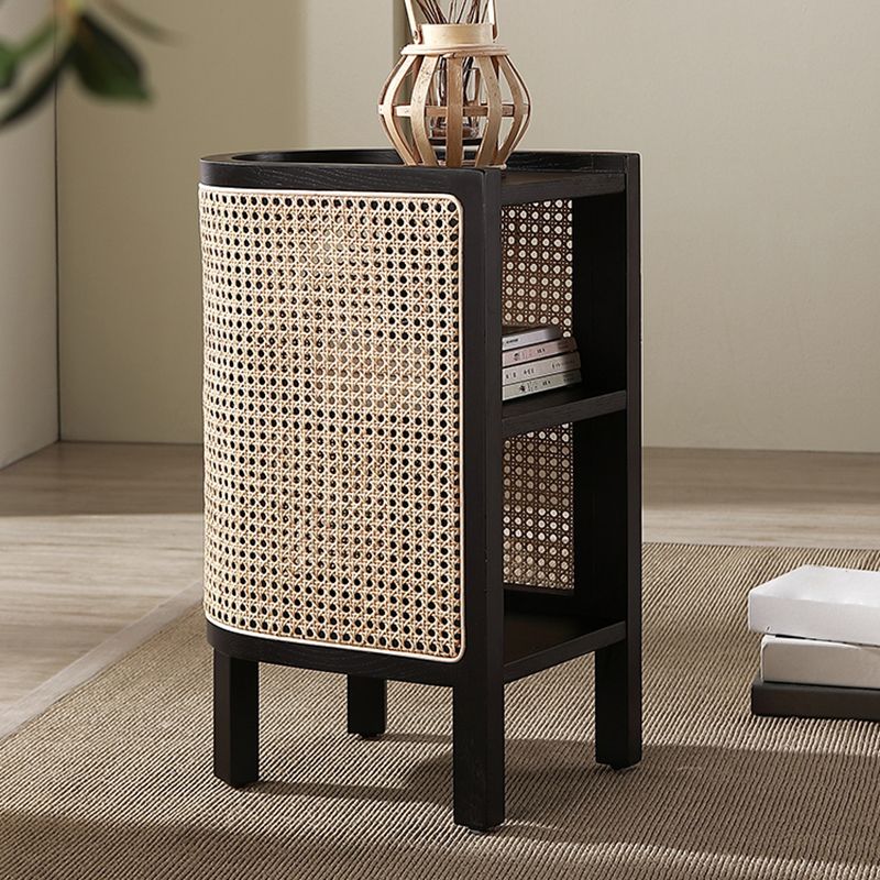 Modern Bed Nightstand Solid Wood Night Table with Lower Shelf ,24.4" Tall