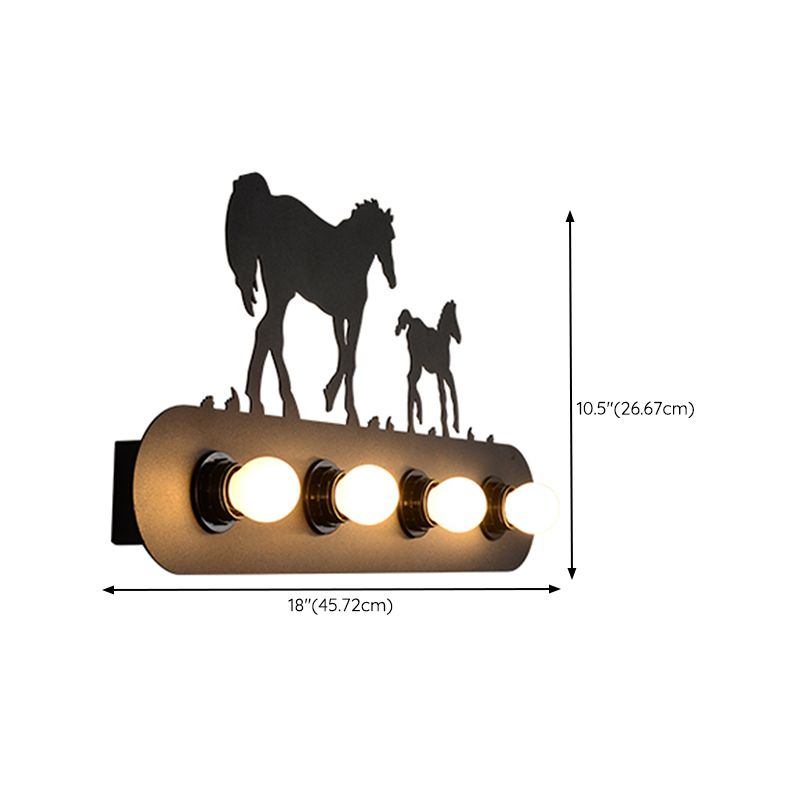 Industrial Style Iron Vanity Light Horses Shape Vanity Lamp for Bedroom