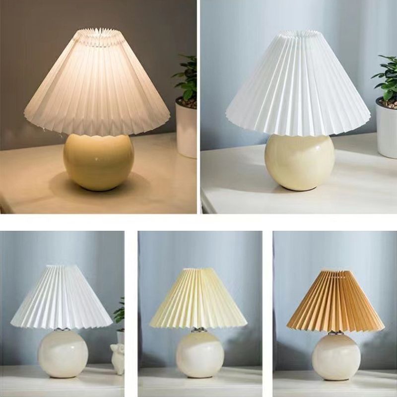 Nordic Style Ceramics Table Lamp Umbrella Shape Colorful Bulb Table Light for Bedroom