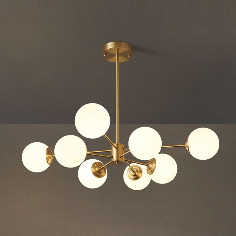 Chandelier en laiton nordique Globe Multi Light Chandelier Pendant avec verre pour le salon