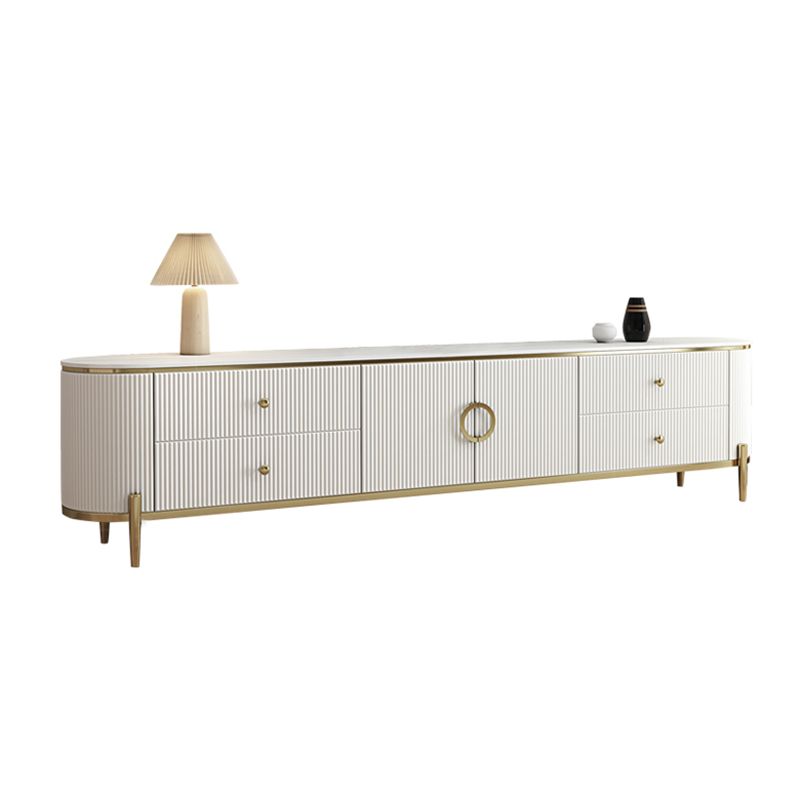 Glam TV Console Stone Media Console Enclosed Storage Console with 4 Drawers