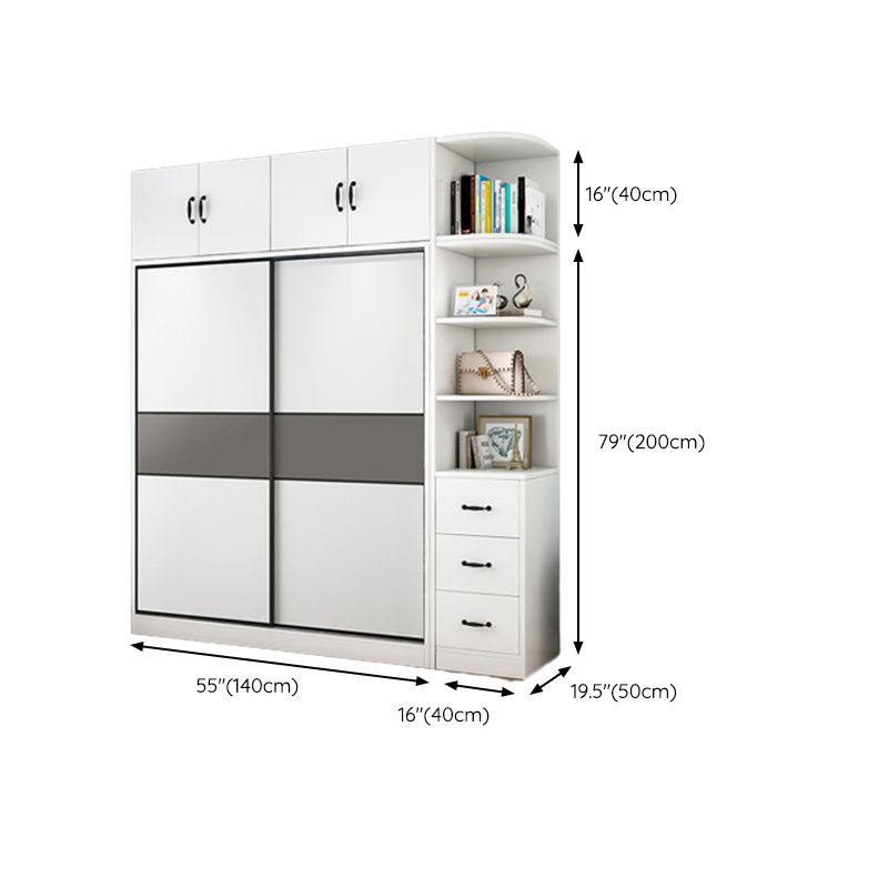 Modern Closet with Shelves Wooden High Gloss Coat Locker in White