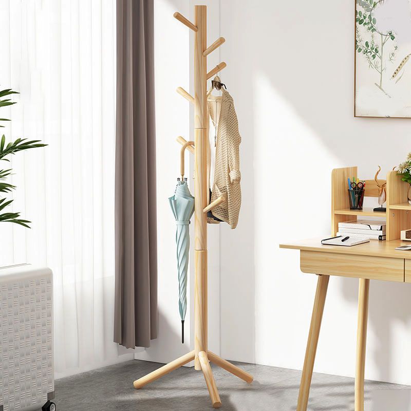 Modern Hall Stand Wood Framed Free Standing with Hooks Coat Rack