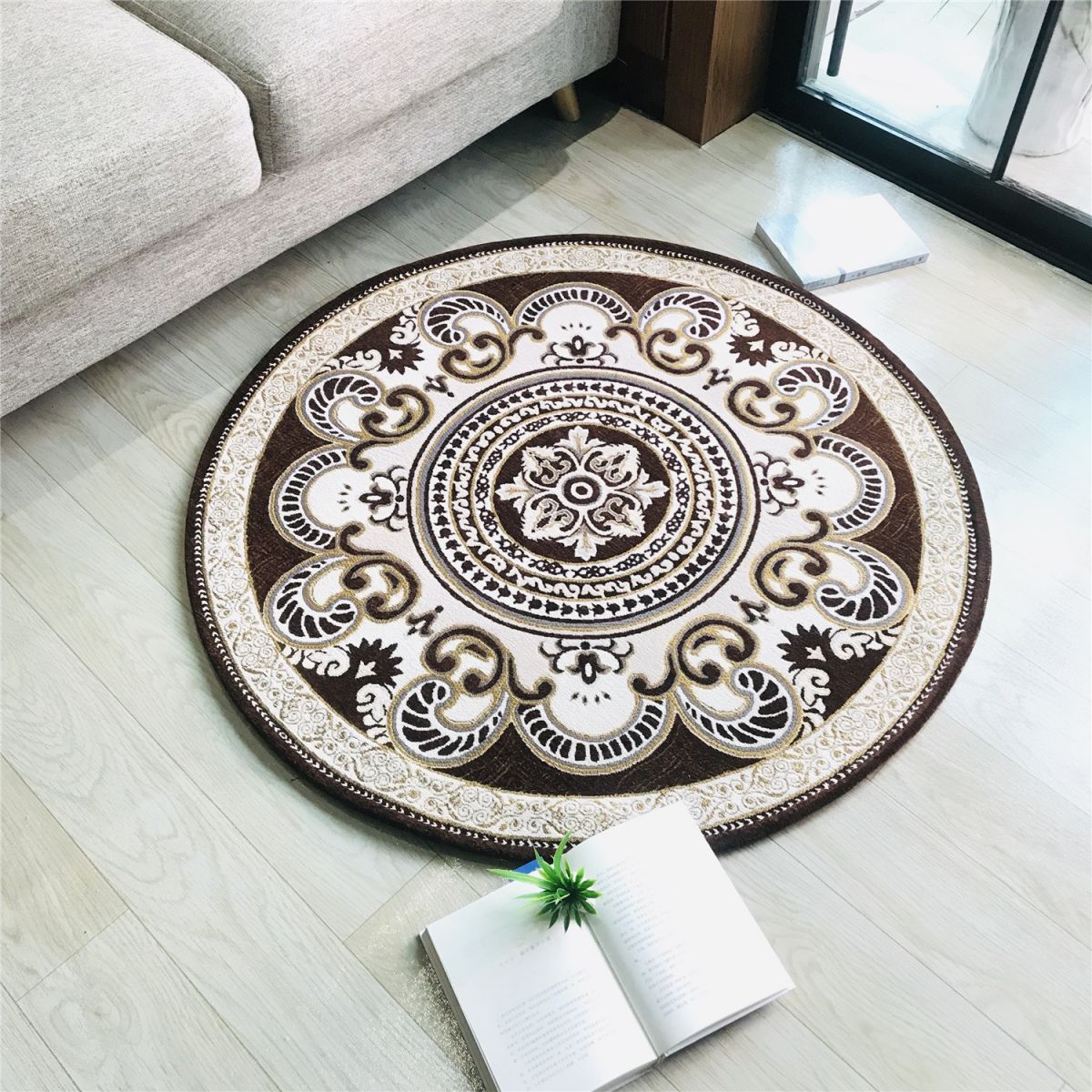 Western Living Room Rug Multi-Color Floral Pattern Area Carpet Polyster Anti-Slip Backing Washable Rug