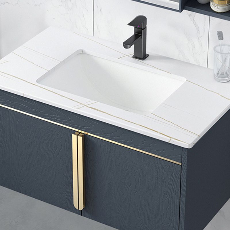 Modern Wall-Mounted Bathroom Sink Vanity Stainless Steel Vanity with Soft Close Door