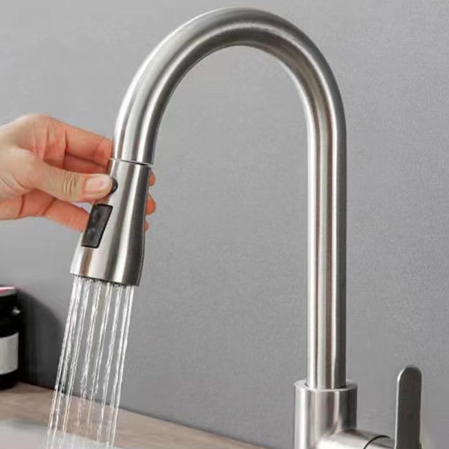 Modern 1-Handle 1-Hole Faucet Stainless Steel with Pull out Sprayer Faucet