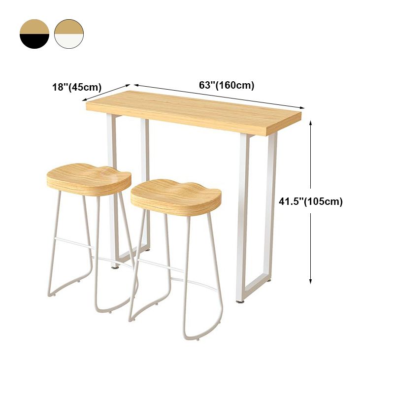 White and Black Glam Style Bar Table in Wood and Metal Milk Tea Shop Bar Table