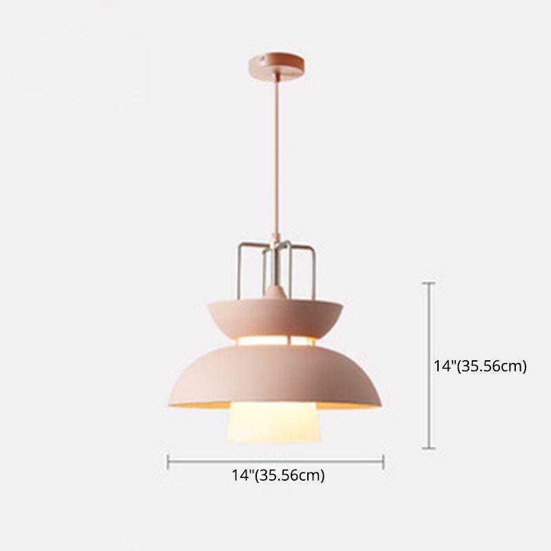 1 Light Bowl Light Pendant Macaron Aluminum Hanging Lights with Hanging Cord for Restaurant