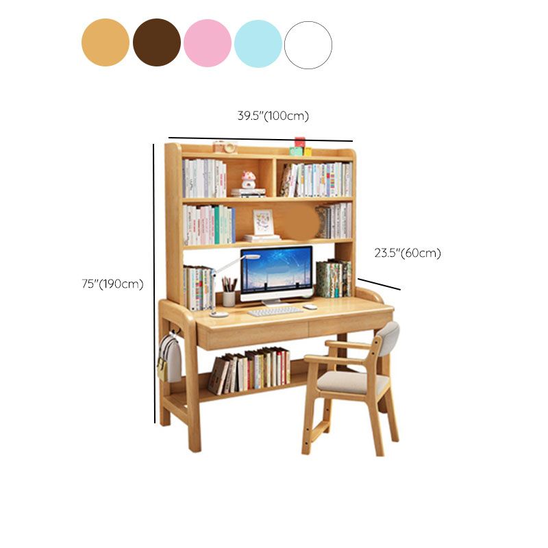 Modern Adjustable Height Writing Desk Solid Wood Home Office Desk