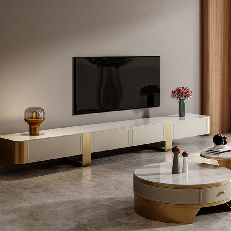 Glam Stone Media Console 4 Drawers TV Stand Console with Metal Legs