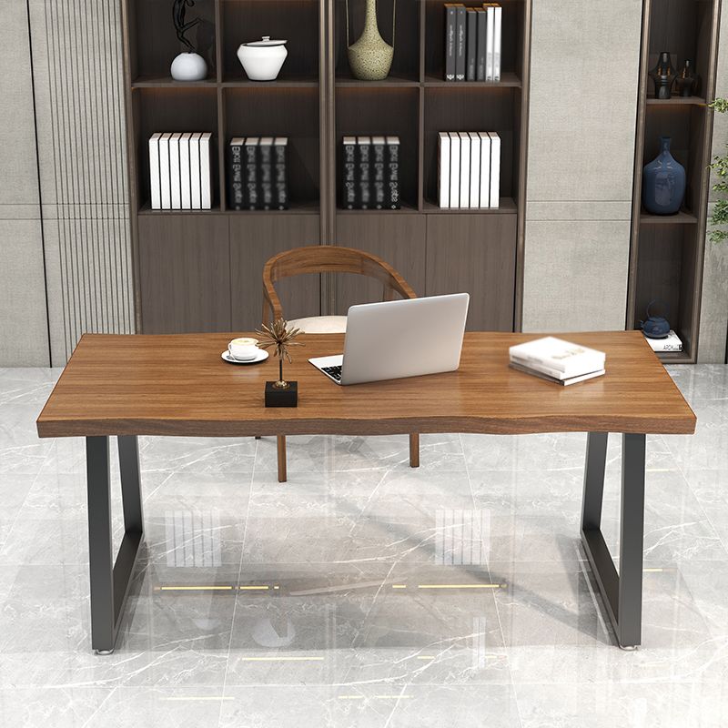 Contemporary Style Office Desk Solid Wood Brown Meeting Writing Desk