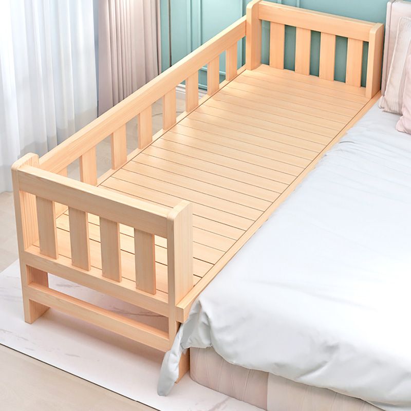 Washed Natural Wood Baby Crib Modern Nursery Crib with Guardrail