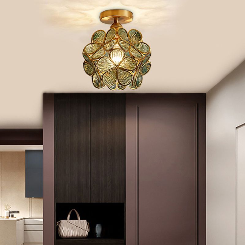 1 Light Ceiling Lamp Colonial Style Glass Ceiling Lighting for Living Room