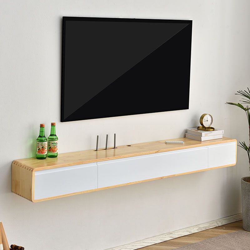 Wall-mounted TV Console Solid Wood TV Media Console with Drawers