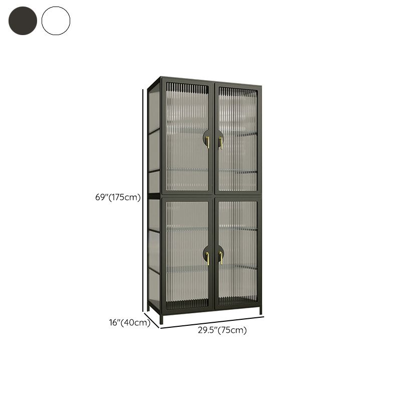 Modern Glass Doors Curio Cabinet Metal Storage Cabinet for Living Room