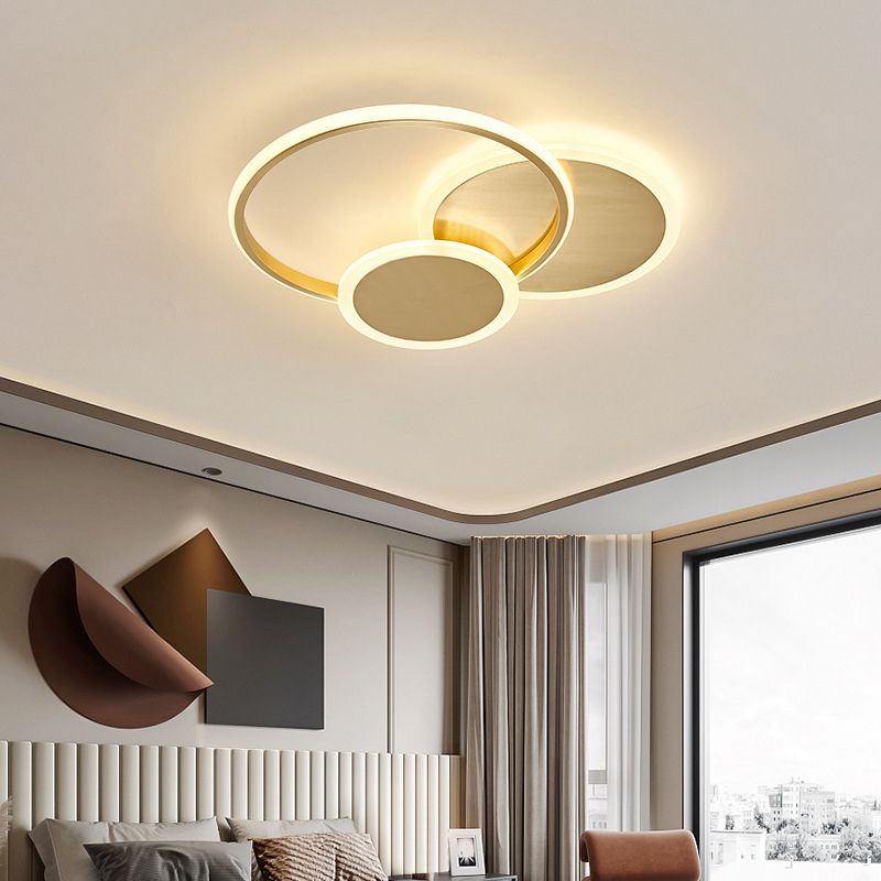 Multiple-Light Round Flush Mount Lighting Modern Metal Ceiling Lighting