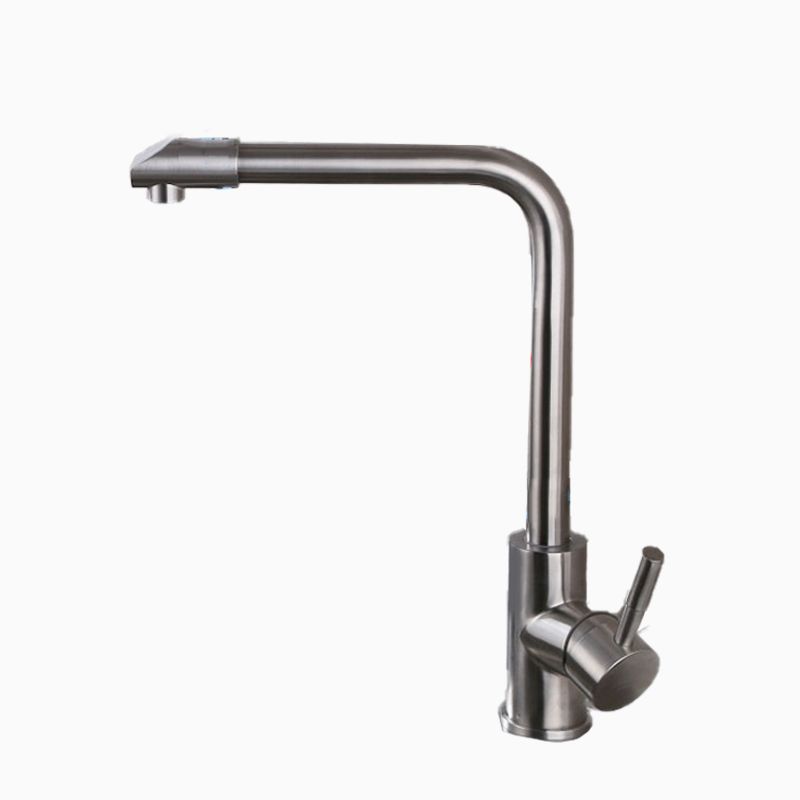 Contemporary 1 Hole Kitchen Faucet Single Handle with Supply Line