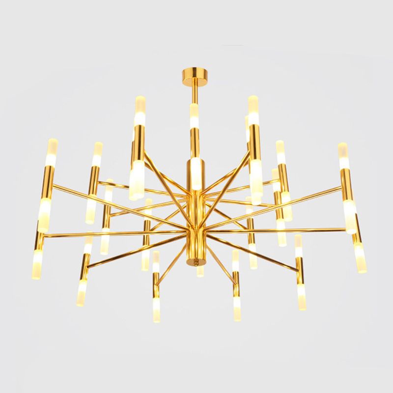 Radial Shaped Living Room Ceiling Lighting Metallic Postmodern LED Chandelier Light Fixture