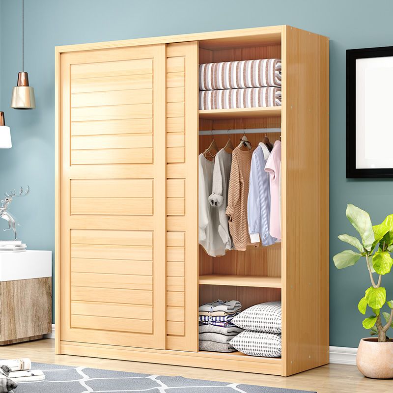 Natural Modern Kid's Wardrobe 1-Drawer High Gloss Bedroom Armoire