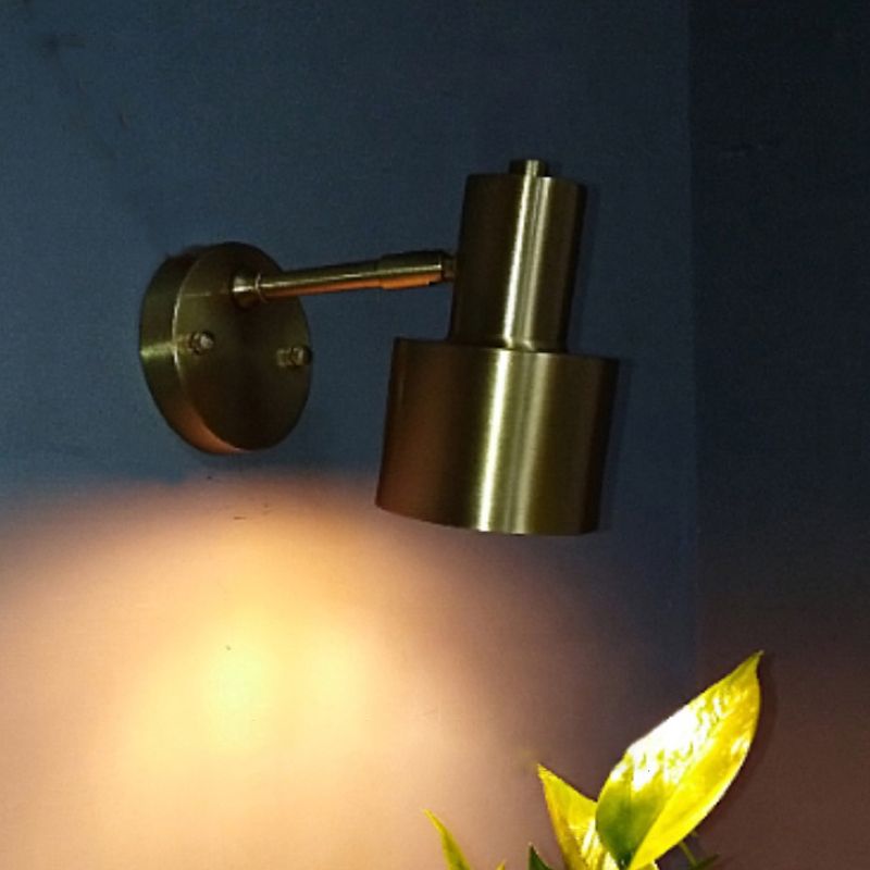 Gold Industrial Wall Sconce Cylinder Shape Vanity Lamp with Metal Shade for Bathroom