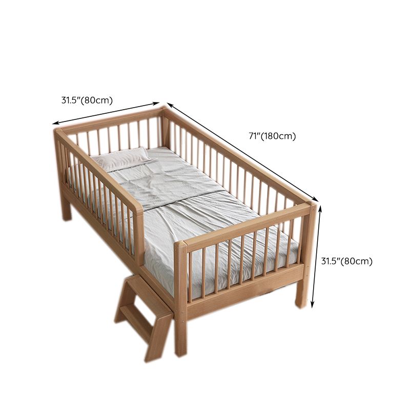 Convertible Baby Crib Farmhouse Solid Wood Crib with Guardrail