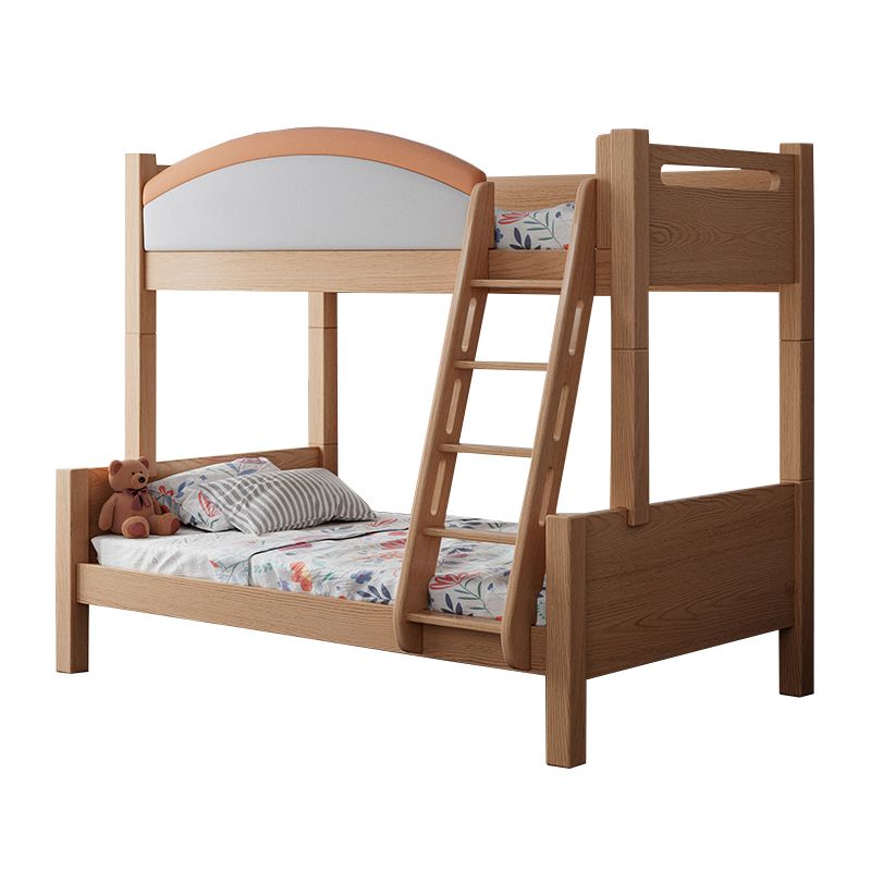 Modern Solid Wood Bunk Bed Panel Headboard Beech Kids Bed with Stairway