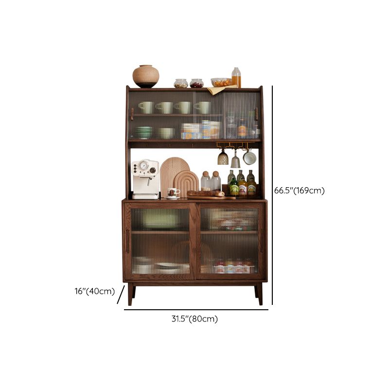 Modern Style Espresso Sideboard Solid Wood with Sliding Door