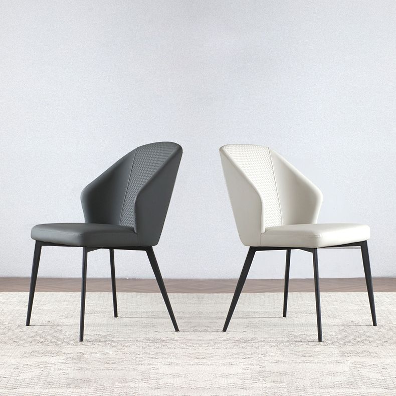 Minimalist Leather Dining Chairs Solid Back Armless Dining Chair