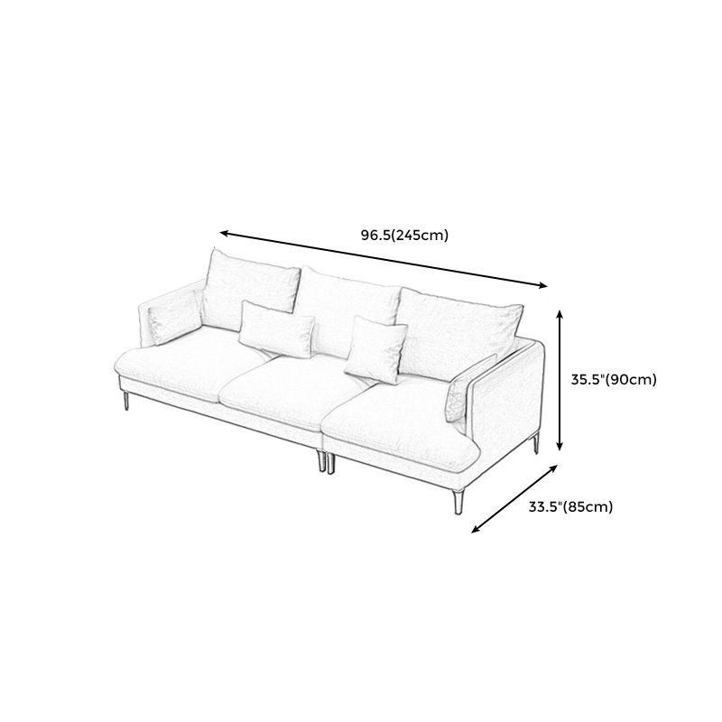 Light-Grey Waterproof Faux Leather Sofa  Slipcovered Sectional with Recessed Arms