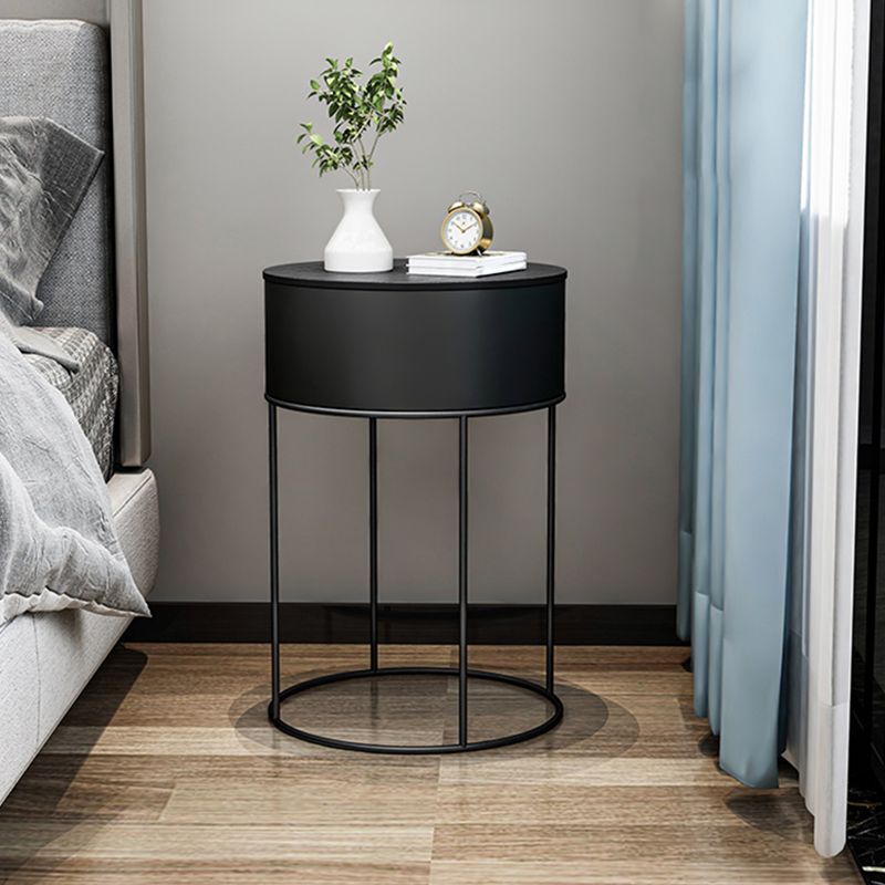 Modern Metal Bed Nightstand Round Iron Legs Included Night Table