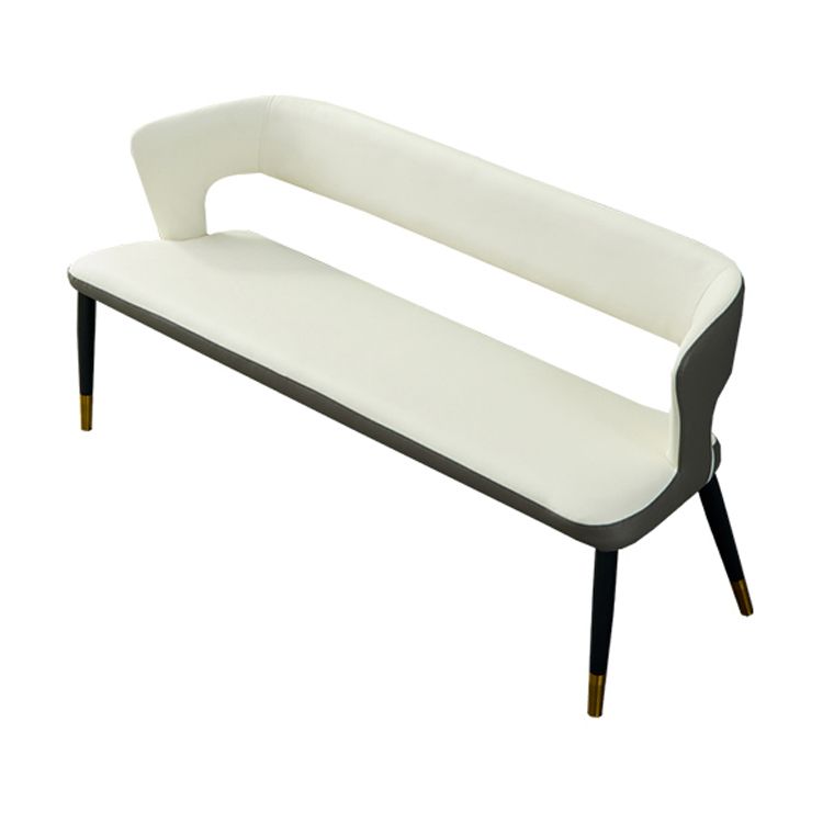 Modern 19.5" H Upholstered Bench High-Back Dining Seating Bench with 4 Metal Legs